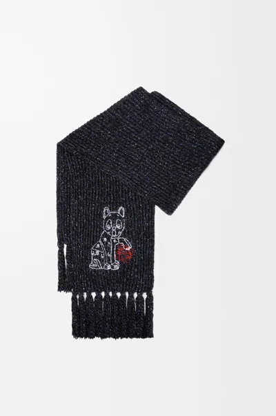 Loewe Scarf In Wool, Silk And Alpaca Blend In Black