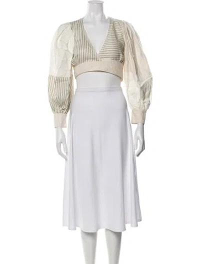 Pre-owned Loewe Ecru Balloon Sleeve Wrap Striped Crop Top In Neutral