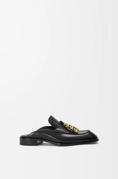 Loewe Leather Edge Slippers Chain Detail Finish In Black