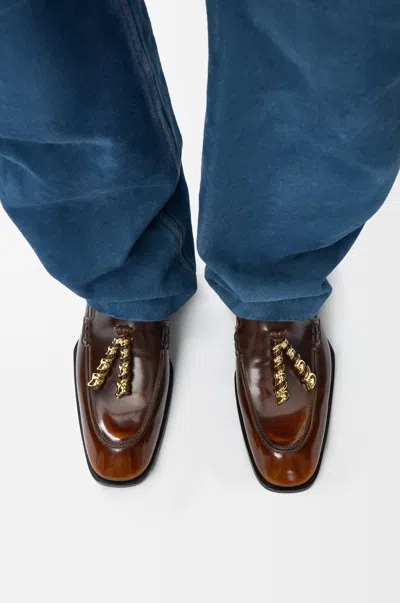 Loewe Edge Loafer Mule In Brushed-off Leather Skin Size:41 For Woman In Brown