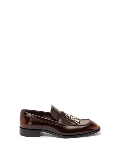 Loewe Edge Hand-brushed Leather Loafers In Brown