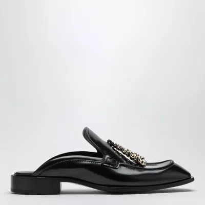 Loewe Edge Mule Loafers In Brushed Calf Leather, Black In Multi