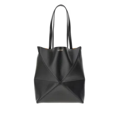 Loewe Edium Puzzle Fold Tote Bag In Black