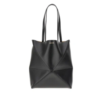 Loewe Edium Puzzle Fold Tote Bag In Black