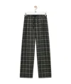 Loewe Wool-blend Check Drawstring-waist Trousers In Green