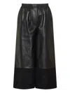 Loewe Cropped Leather And Suede Trousers In Black