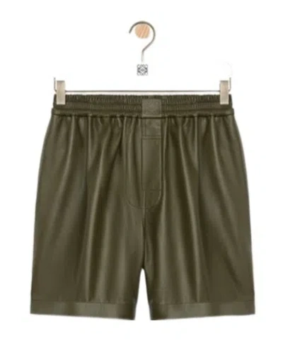 Loewe Elastic Waist Shorts In Green