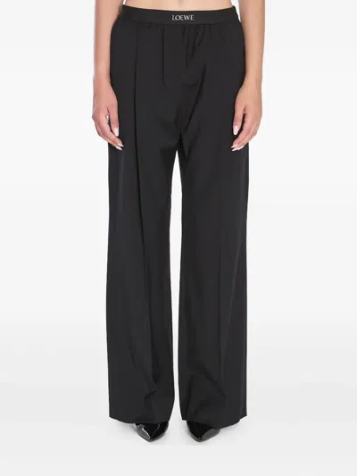 Loewe Elasticated-waistband Pleated Trousers In Black