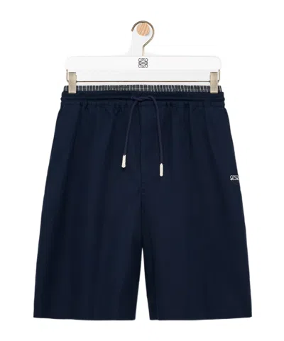 Loewe Elastic-waist Logo Shorts In Blue