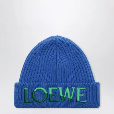 Loewe Electric Blue Wool Beanie With Embroidered Logo