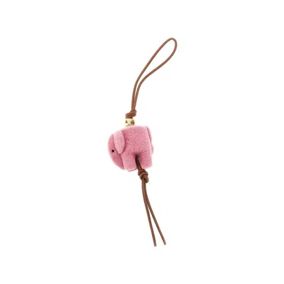 Loewe 'elephant' Felt And Leather Charm In Pink