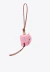 Loewe Elephant Felt And Leather Pendant Keychain In Pink