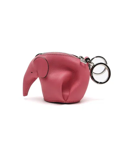 Pre-owned Loewe Elephant Leather Bag Charm In Pink