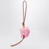 Loewe Elephant Pendant In Felt And Leather In Pink