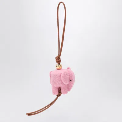 Loewe Elephant Pendant In Felt And Leather In Pink