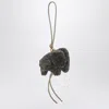 Loewe Elephant Bag Charm In Raffia And Calfskin