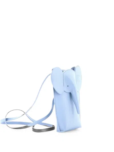 Pre-owned Loewe Elephant Pocket Leather Crossbody Bag In Blue