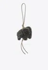 Loewe Elephant Bag Charm In Raffia And Calfskin