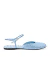 Loewe Toy Ankle Strap Ballerinas In Suede And Strass In Blue