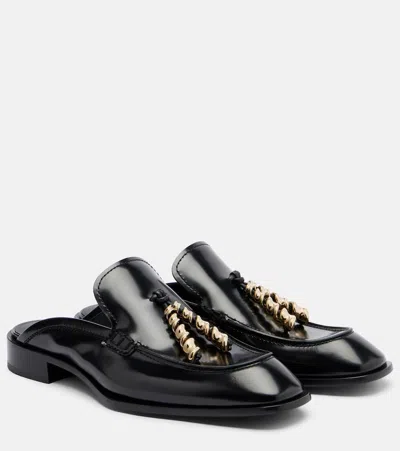 Loewe Embellished Leather Mules In Black