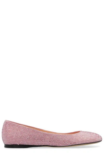 Loewe Toy Ballerina In Suede Kidskin And Allover Rhinestones In Pink