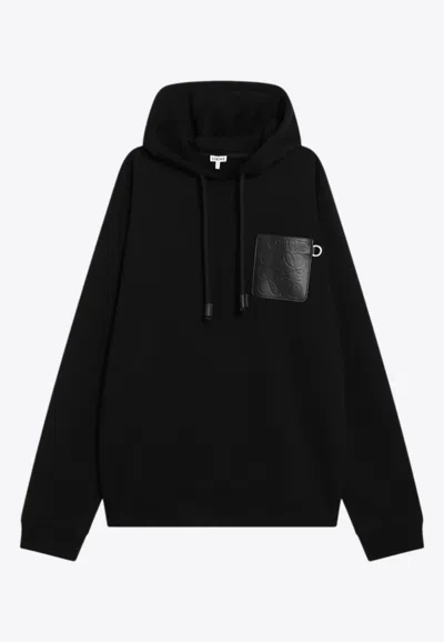 Loewe Embossed Anagram Hooded Sweatshirt In Black
