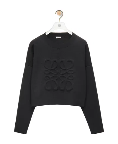 Loewe Embossed-anagram Print Jumper In Black