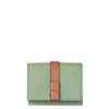Loewe Embossed Anagram Trifold Calfskin Wallet In Green