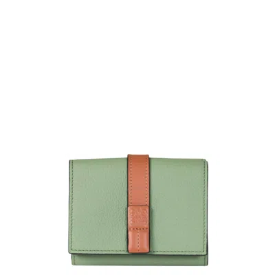 Loewe Embossed Anagram Trifold Calfskin Wallet In Green