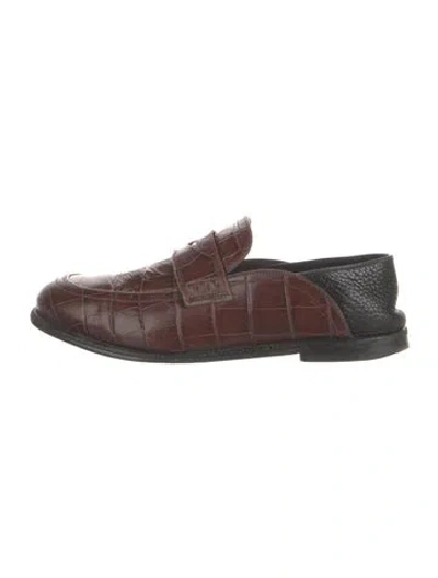 Pre-owned Loewe Embossed Leather Colorblock Pattern Loafers In Multi