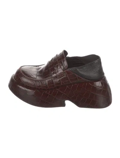 Pre-owned Loewe Embossed Leather Colorblock Pattern Mules In Brown