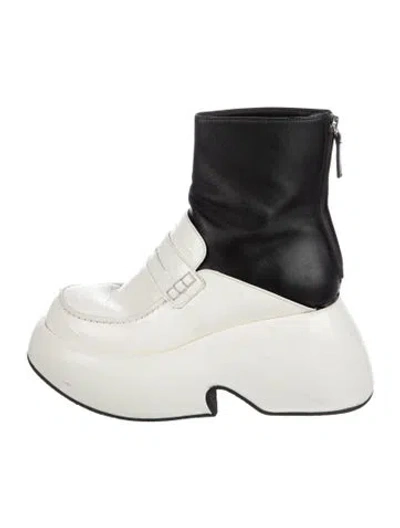 Pre-owned Loewe Embossed Leather Lace-up Boots In Neutral