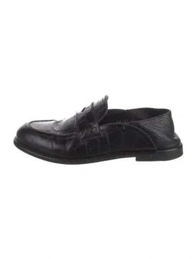 Pre-owned Loewe Embossed Leather Loafers In Black
