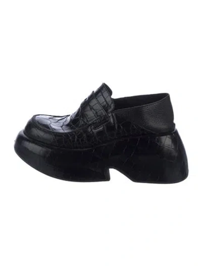 Pre-owned Loewe Embossed Leather Mules In Black