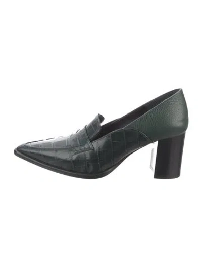 Pre-owned Loewe Embossed Leather Pumps In Green