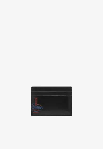 Loewe Embossed Logo Glossy Leather Cardholder In Black