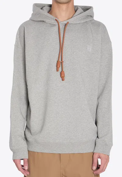 Loewe Embroidered Anagram Hoodie In Gray