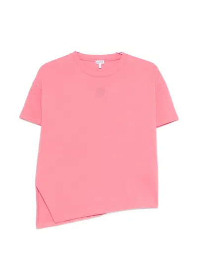 Loewe Embroidered Asymmetric T-shirt In Pink