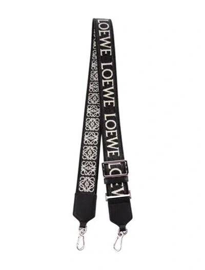 Pre-owned Loewe Embroidered Canvas Bag Strap In Black/white