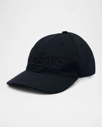 Loewe Embroidered Canvas Cap In Black