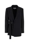 Loewe Embroidered Checked Wool Blazer In Blue