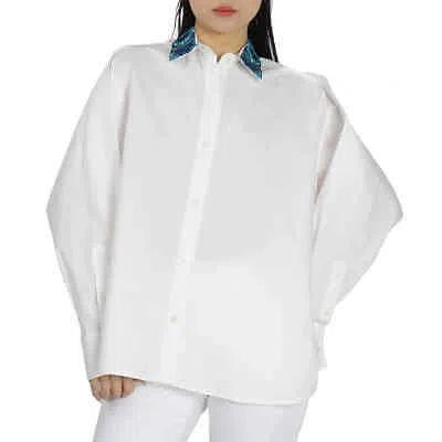 Pre-owned Loewe Embroidered Collar Shirt In White