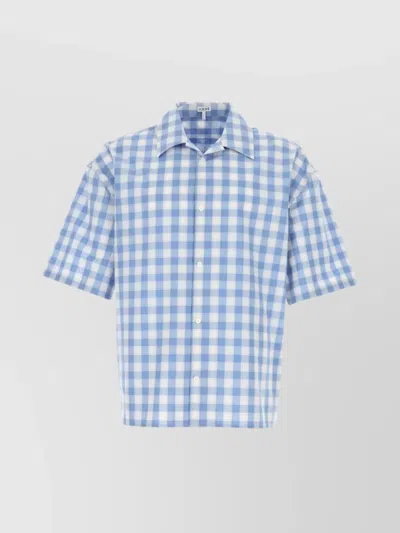 Loewe Embroidered Cotton Shirt With Short Sleeves In Multicolor