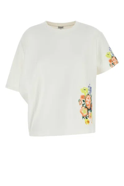 LOEWE WHITE COTTON BLEND OVERSIZE T-SHIRT