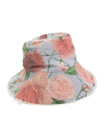 Pre-owned Loewe Embroidered Floral Bucket Hat W/tags In Blue