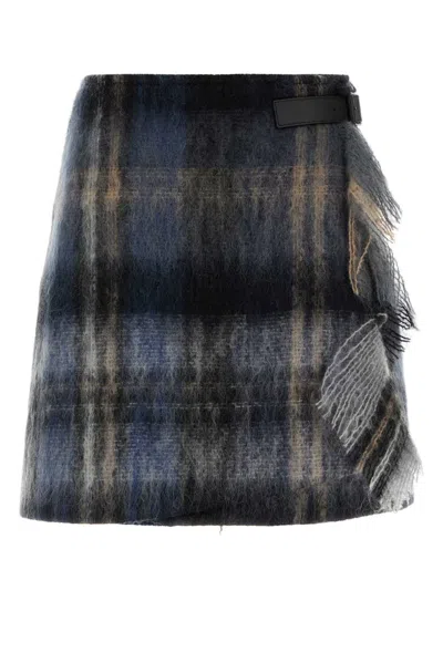 Loewe Embroidered Mohair Blend Mini Skirt In Blue