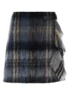 Loewe Blue Checked Mini Skirt In Mohair And Wool Blend In Multi