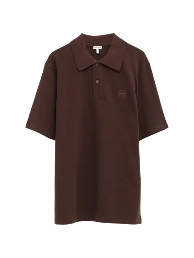 Loewe Embroidered Polo Shirt In Brown