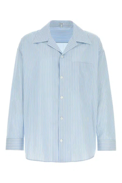 Loewe Embroidered Poplin Striped Shirt For Men In Animal Print