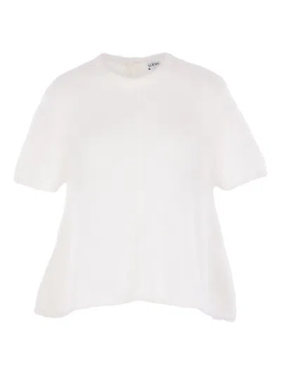 Loewe Embroidered Short-sleeved Sweater In White